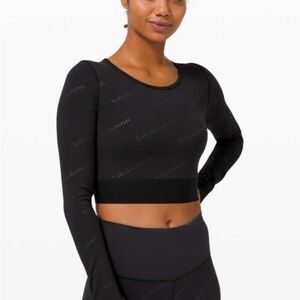 lululemon athletica Black Long Sleeve Wunder Train Crop Top